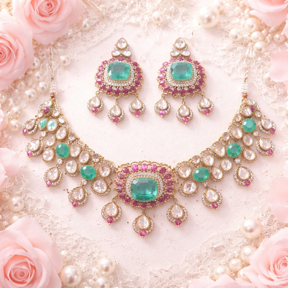 Opulent Silver, Ruby & Mint Green Moissanite Stat… - image 6